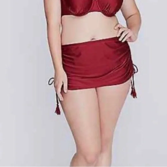 Elegant Lane Bryant Cacique Red Women's Swim Skirt 22 - Picture 2 of 4